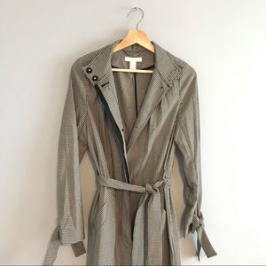 H&M Houndstooth Printed Lightweight Trenchcoat